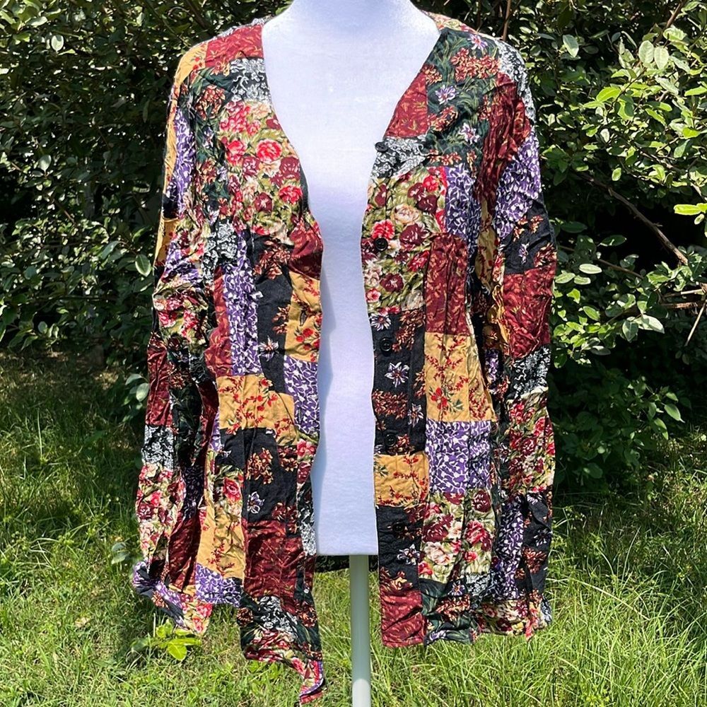 Vintage Floral Patchwork Lightweight Cardigan M/L No tags Retro Grandma core